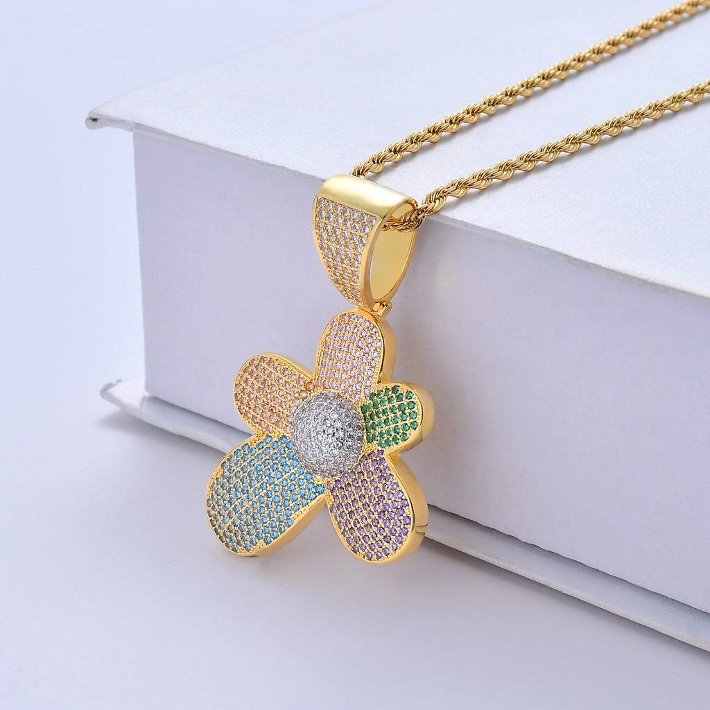 Collier avec pendentif fleur de Tyler, chaîne de rappeur