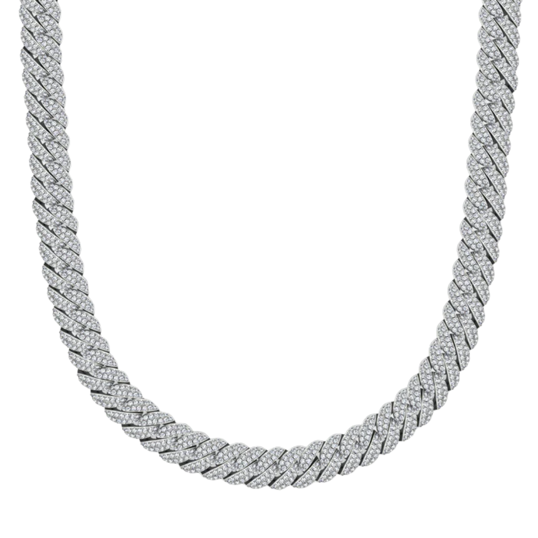 Iced Out 10mm Silver Cuban Chain