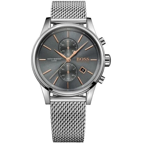 Authentic Hugo Boss 1513440 Jet Gray Dial Stainless Steel Chronograph Mens Watch