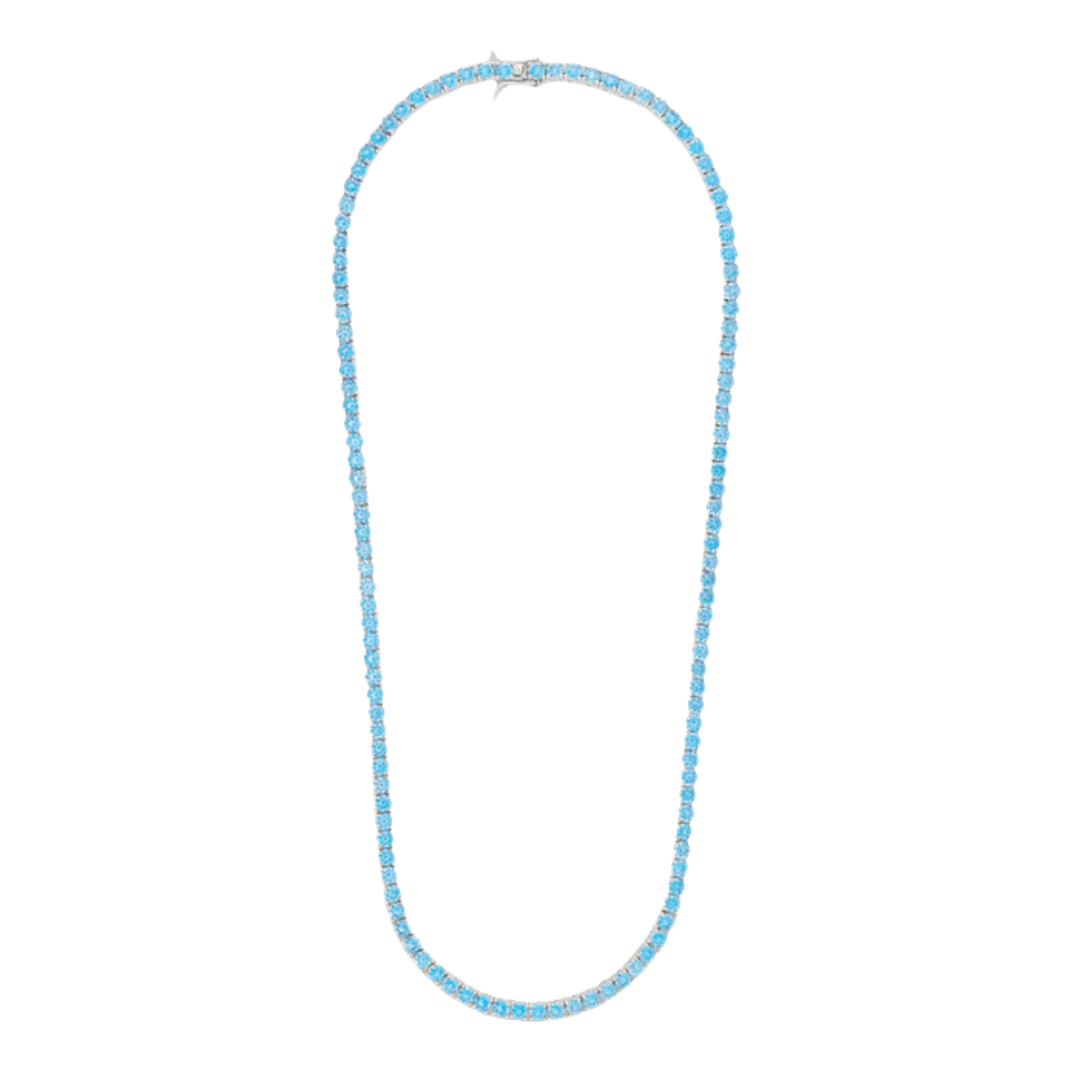 Blue Diamonds Tennis Chain (Silver) - 4mm