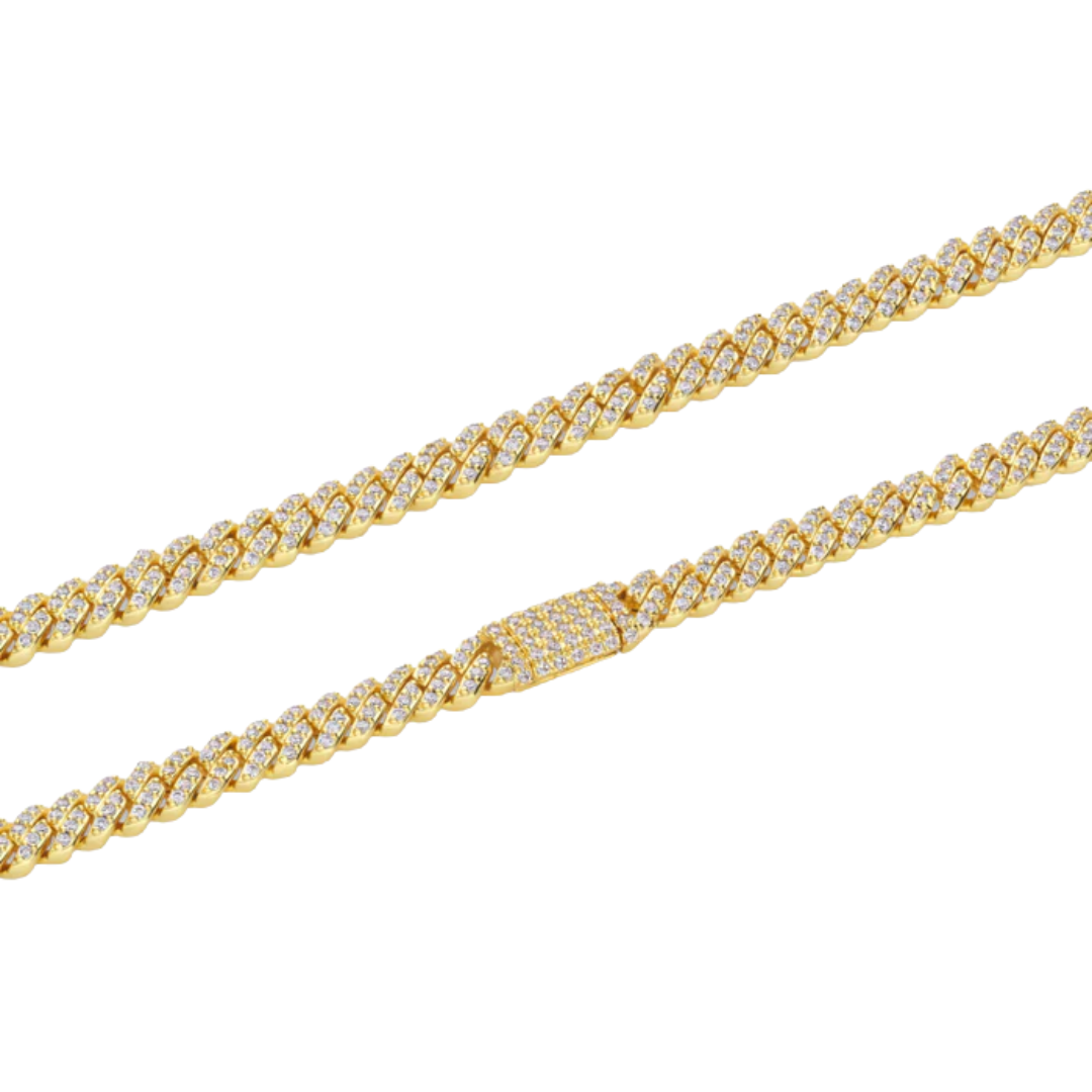 Iced Micro Prong Cuban Chain (Gold) - 6mm
