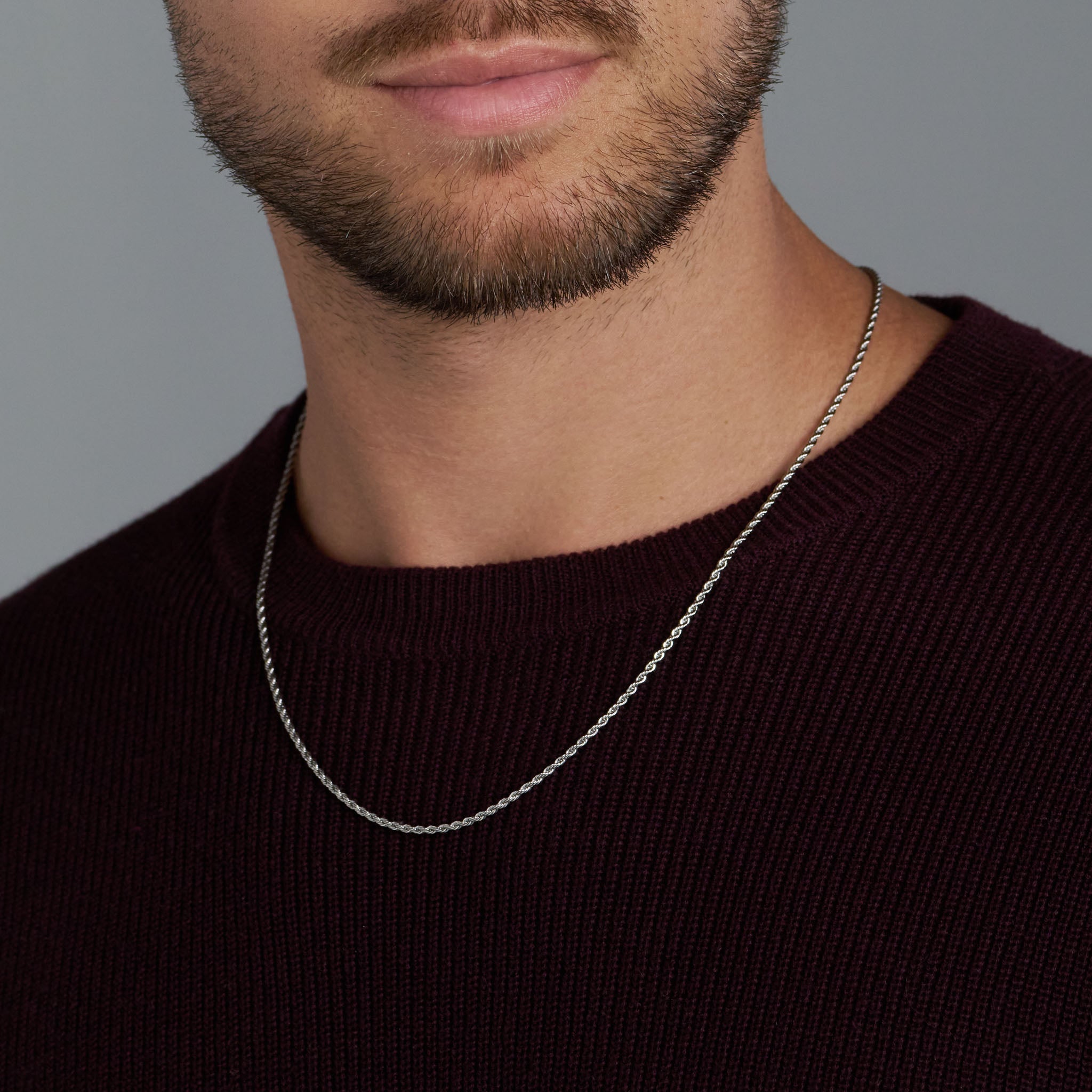 Silver 2mm Rope Chain Necklace