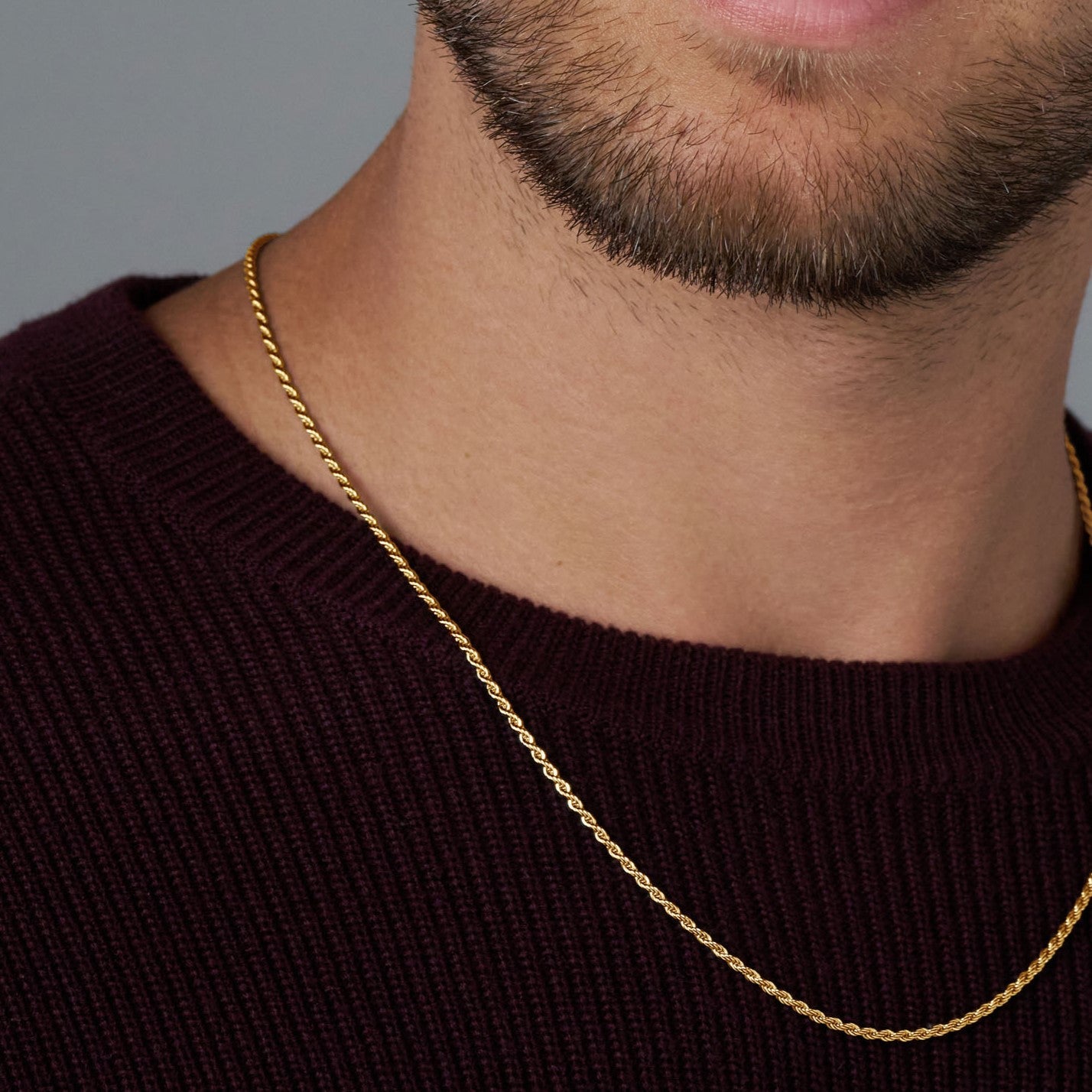 2mm 18K Gold Rope Chain