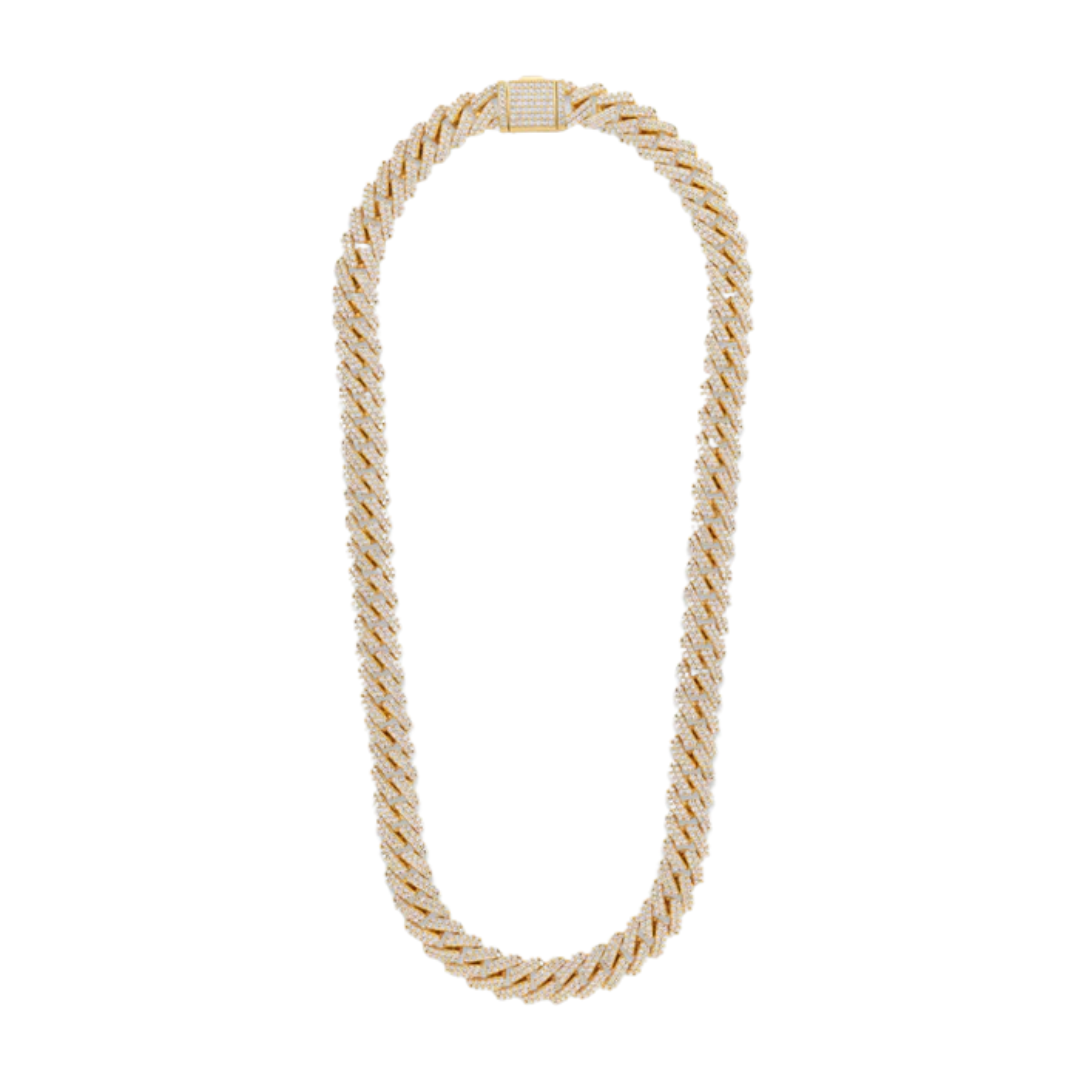 Iced Prong Cuban Chain (Gold) - 12mm