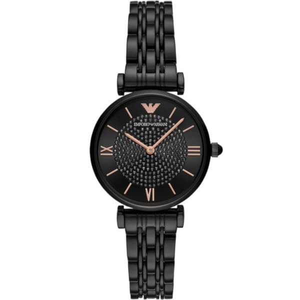 Emporio Armani AR11245 All Black Diamond Dial Womens Watch
