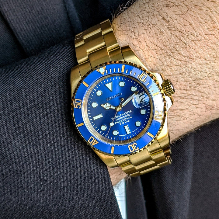 Seiko Mod Submariner | Gold Blue