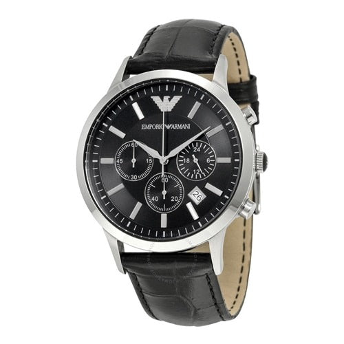 Emporio Armani AR2447 Black Leather Mens Watch