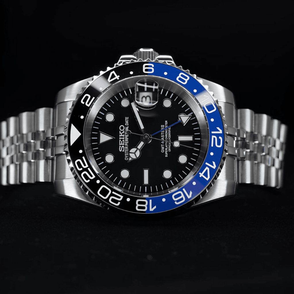 Seiko Mod GMT Batman Black Blue