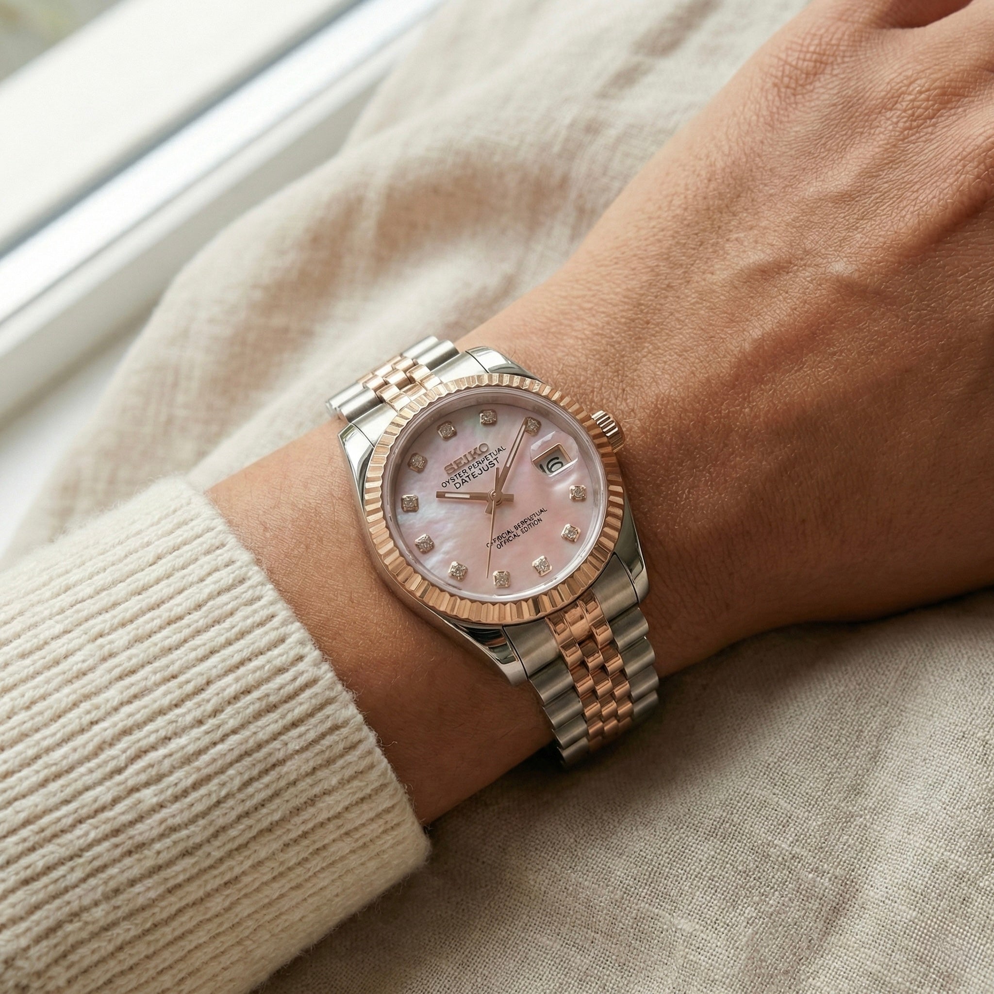 Seiko Mod Datejust | Baby Pink