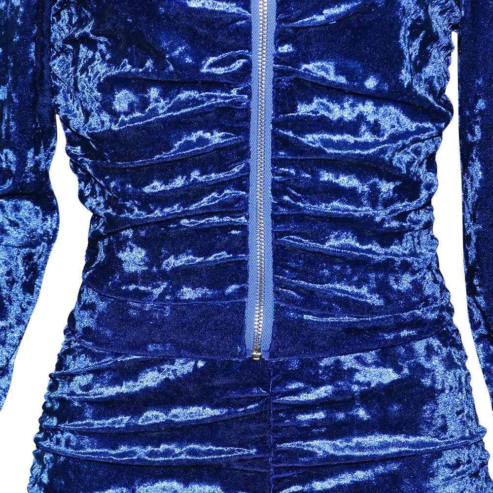 Velvet Stacked Zipper Tracksuit