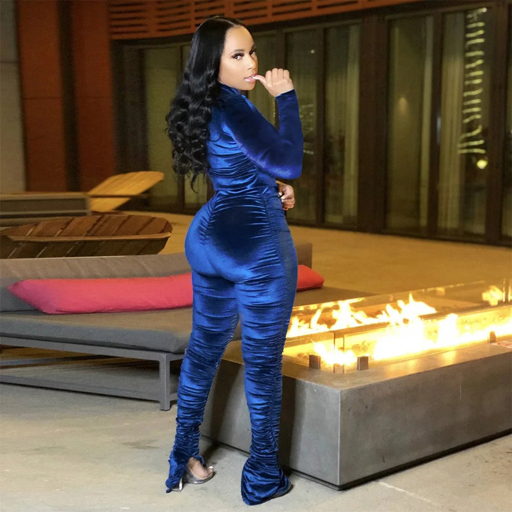 Velvet Stacked Zipper Tracksuit