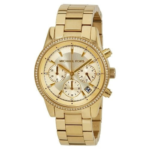 Michael Kors MK6356 Bryant Gold Plated Chronograph Womens Watch