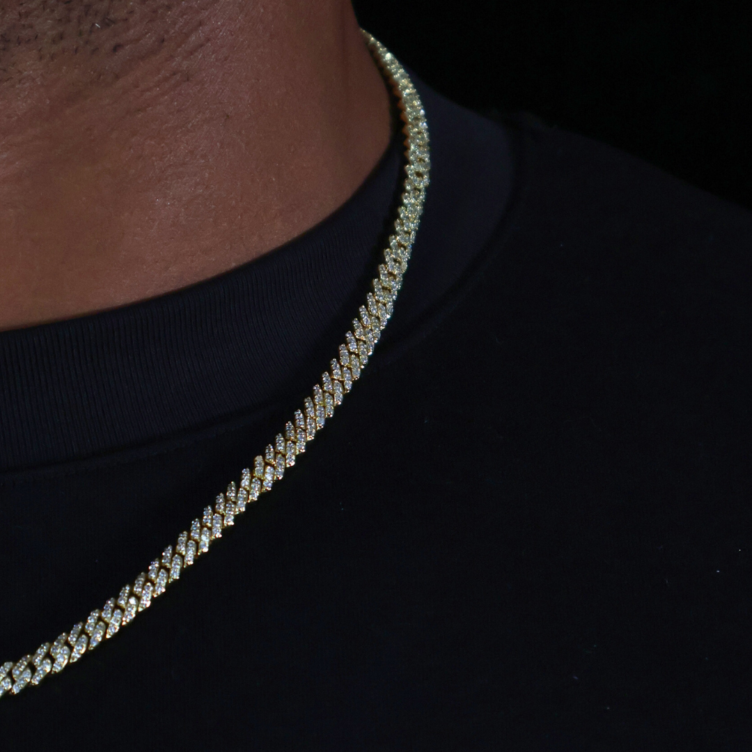 Iced Micro Prong Cuban Chain (Gold) - 6mm