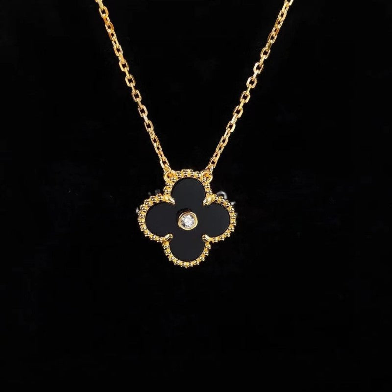 Single Clover Necklace - 925 Sterling Silver & Gold - High Quality Dupe