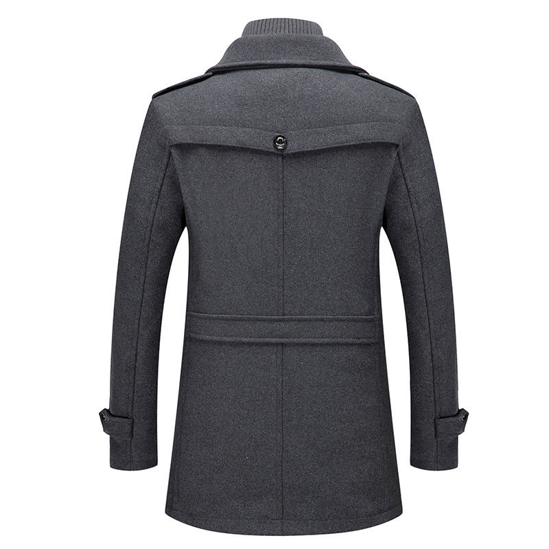 VVS Chic Herren-Trenchcoat aus Wolle mit Doppelkragen