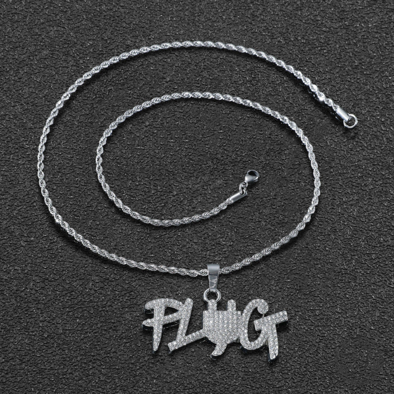 PLUG Letter Pendant + Cuban Chain
