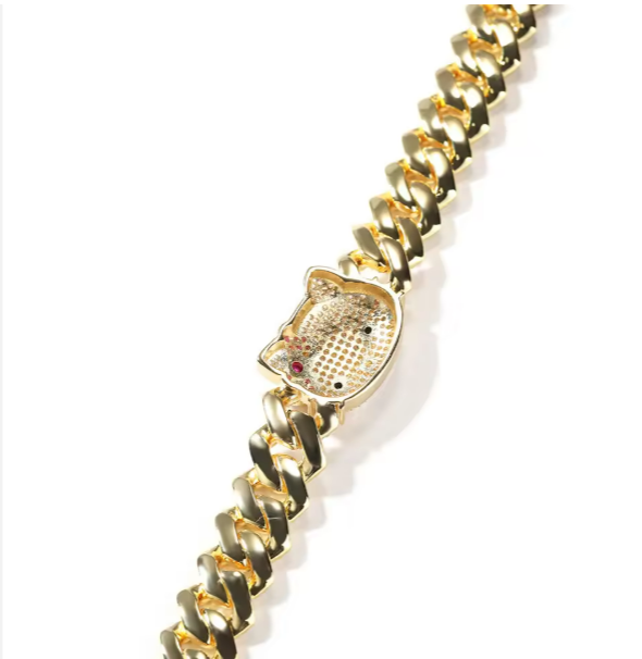 Hello Kitty 13mm Gold Cuban Link Necklace
