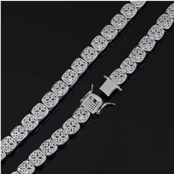 10mm Square CZ Tennis Chain Necklace