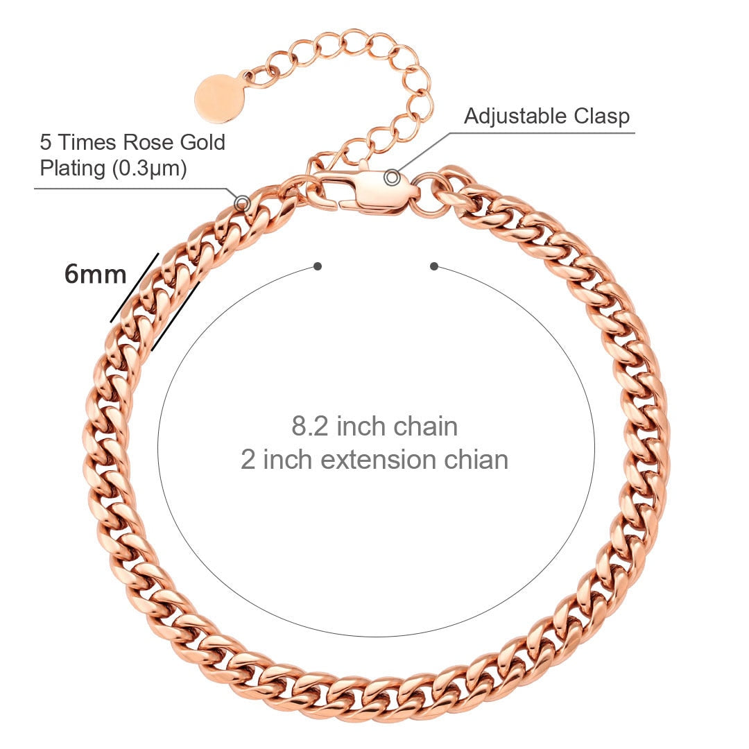 Bracelet de cheville cubain minimaliste réglable de 6 mm