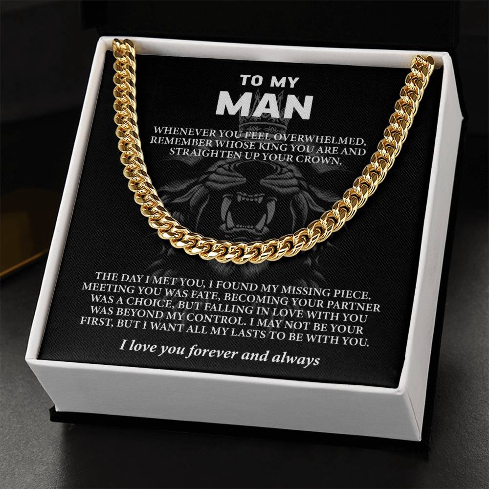 To My Man - Husband or Boyfriend (I Love You Forever and Always) Message Card Necklace