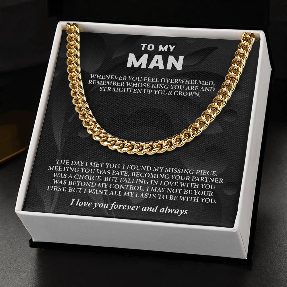 To My Man Message Card Cuban Chain