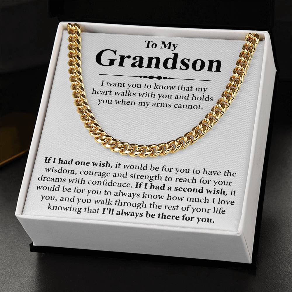 To My Grandson Message Card Necklace