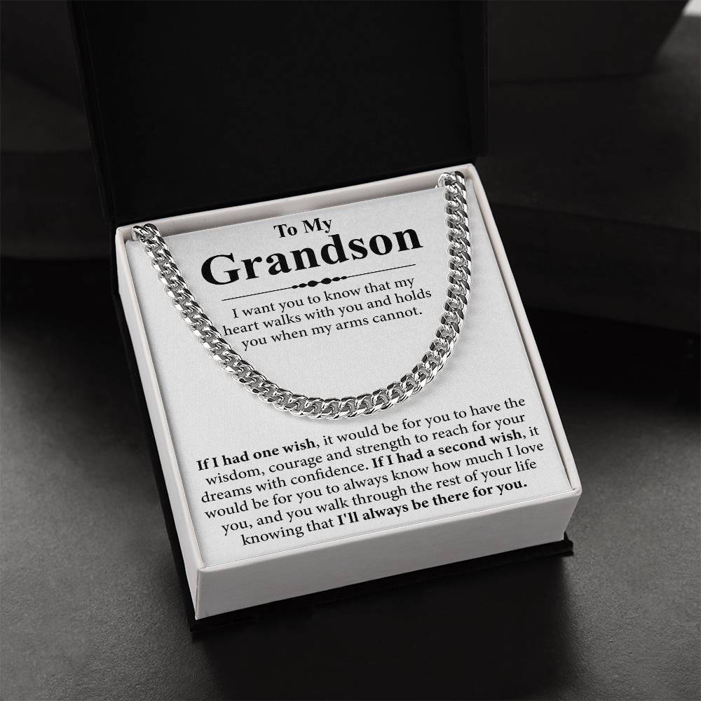 To My Grandson Message Card Necklace