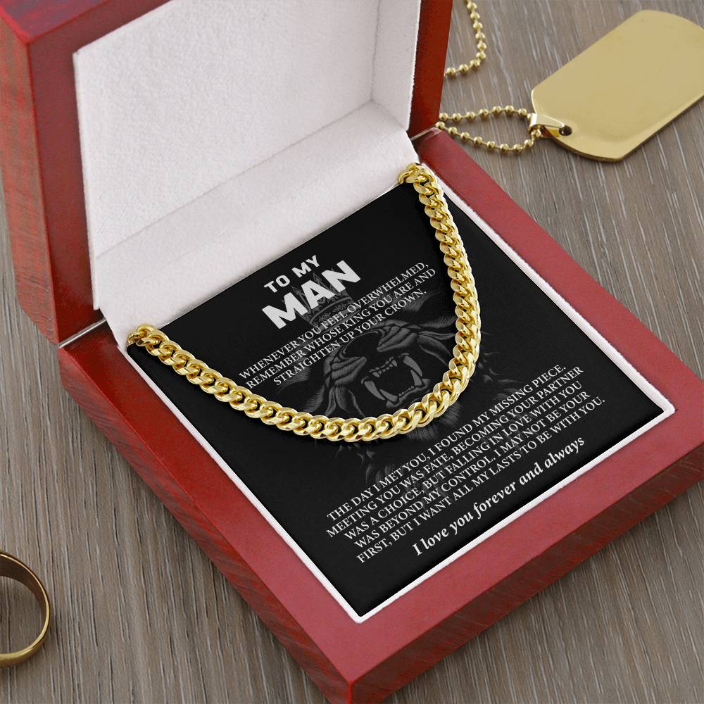 To My Man - Husband or Boyfriend (I Love You Forever and Always) Message Card Necklace