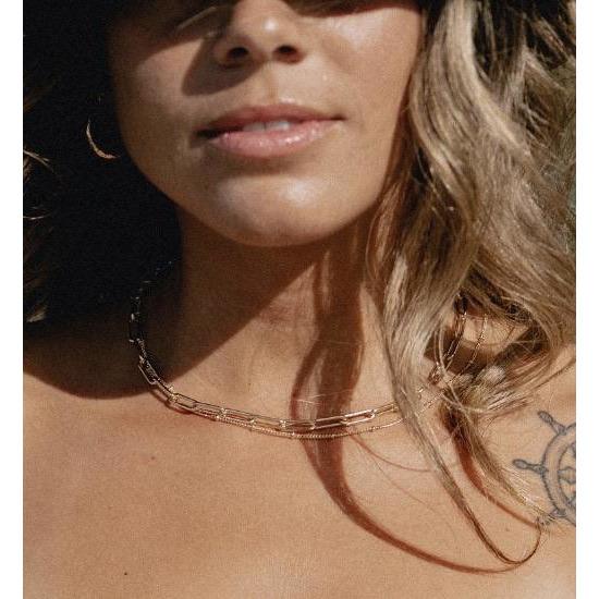 18k Gold-Plated Stainless Steel Paper Clip Necklace