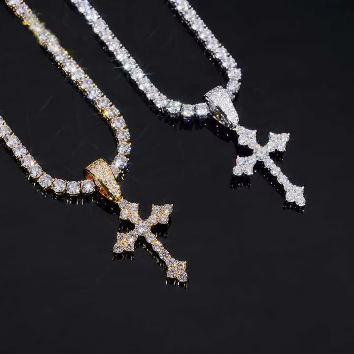 Budded Cross Moissanite Pendant