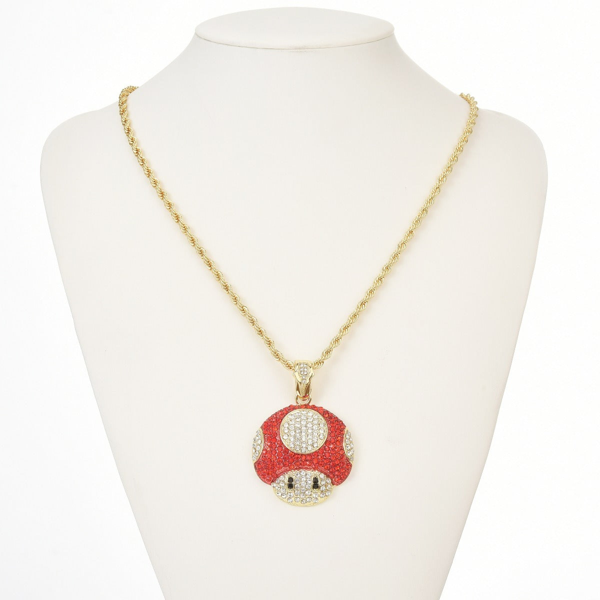 Micro Mario Mushroom Pendant Necklace Retro Rapper Chain