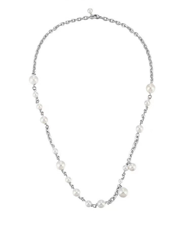 Asap Rocky-Inspired Pearl Cuban Link Necklace Rapper Chain