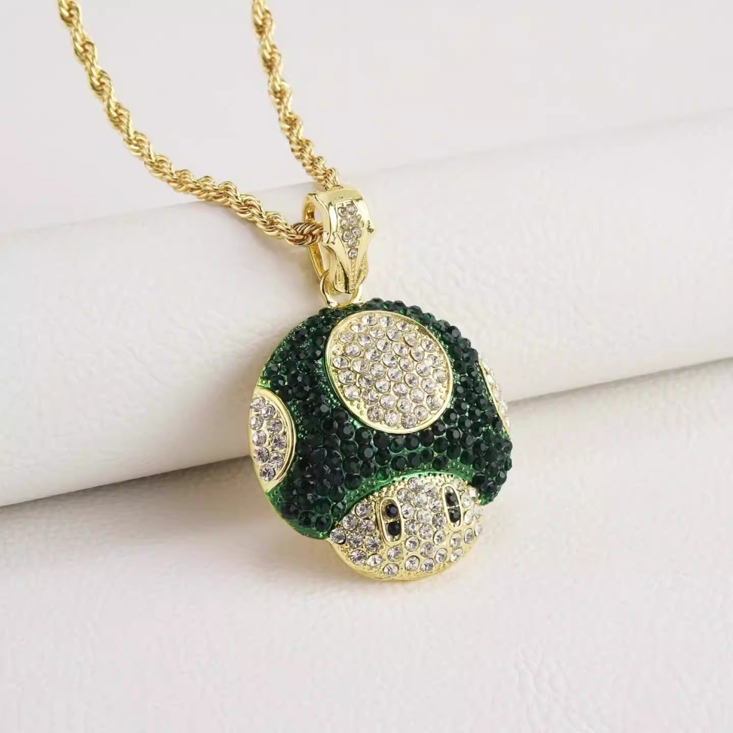 Micro Mario Mushroom Pendant Necklace Retro Rapper Chain