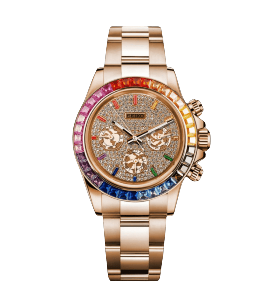 Seiko Mod Daytona Rose Gold - Ice Rainbow