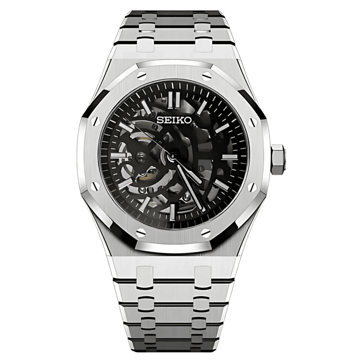 Seiko Mod Royal Oak Skeleton Black
