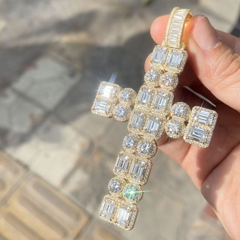 VVS Jewelry hip hop jewelry 16 Inch VVS Jewelry Bust Down Jesus Piece Cross Pendant