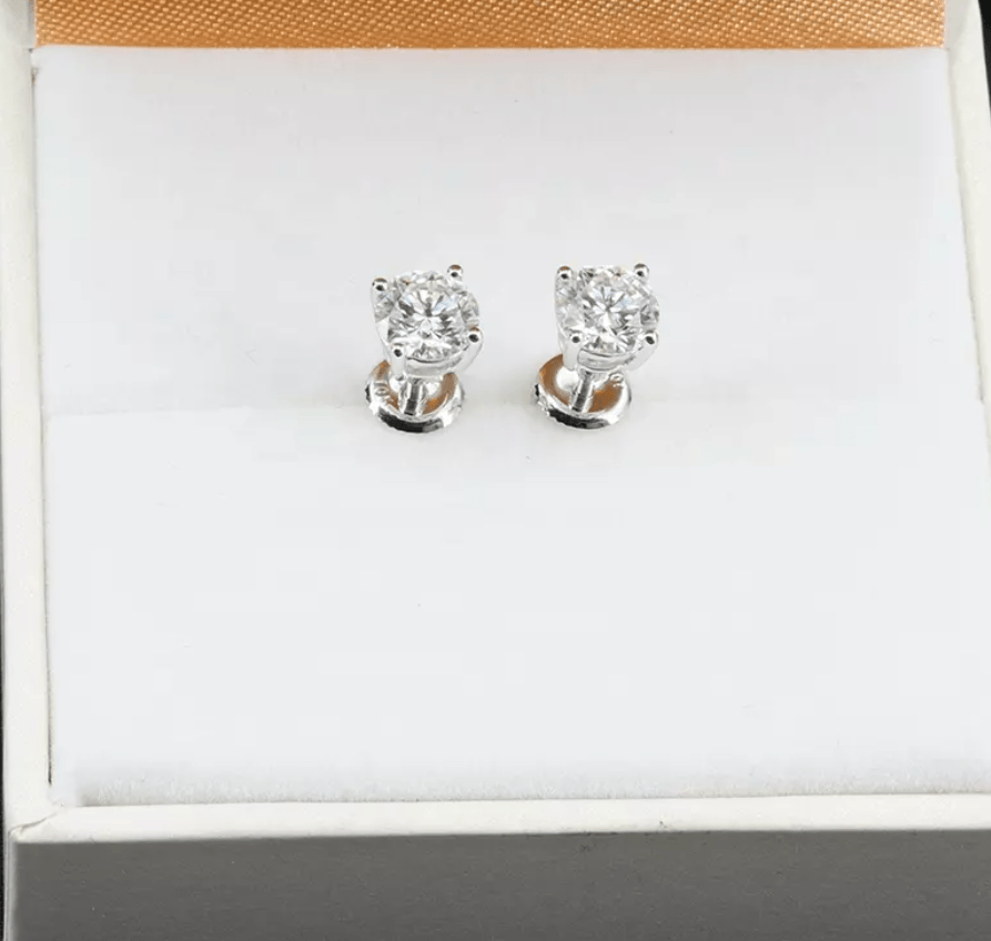 VVS Jewelry hip hop jewelry 18K Solid Gold 5mm 1ct VVS Moissanite Diamond Stud Earrings