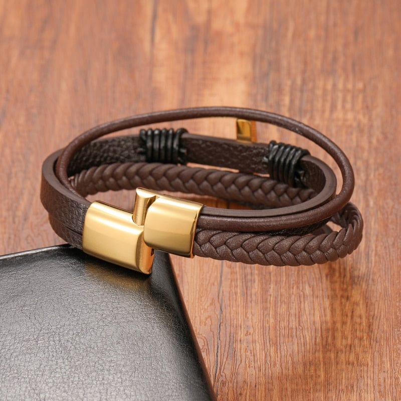 VVS Jewelry hip hop jewelry bracelets Multi-Layer Cross Leather Bracelet