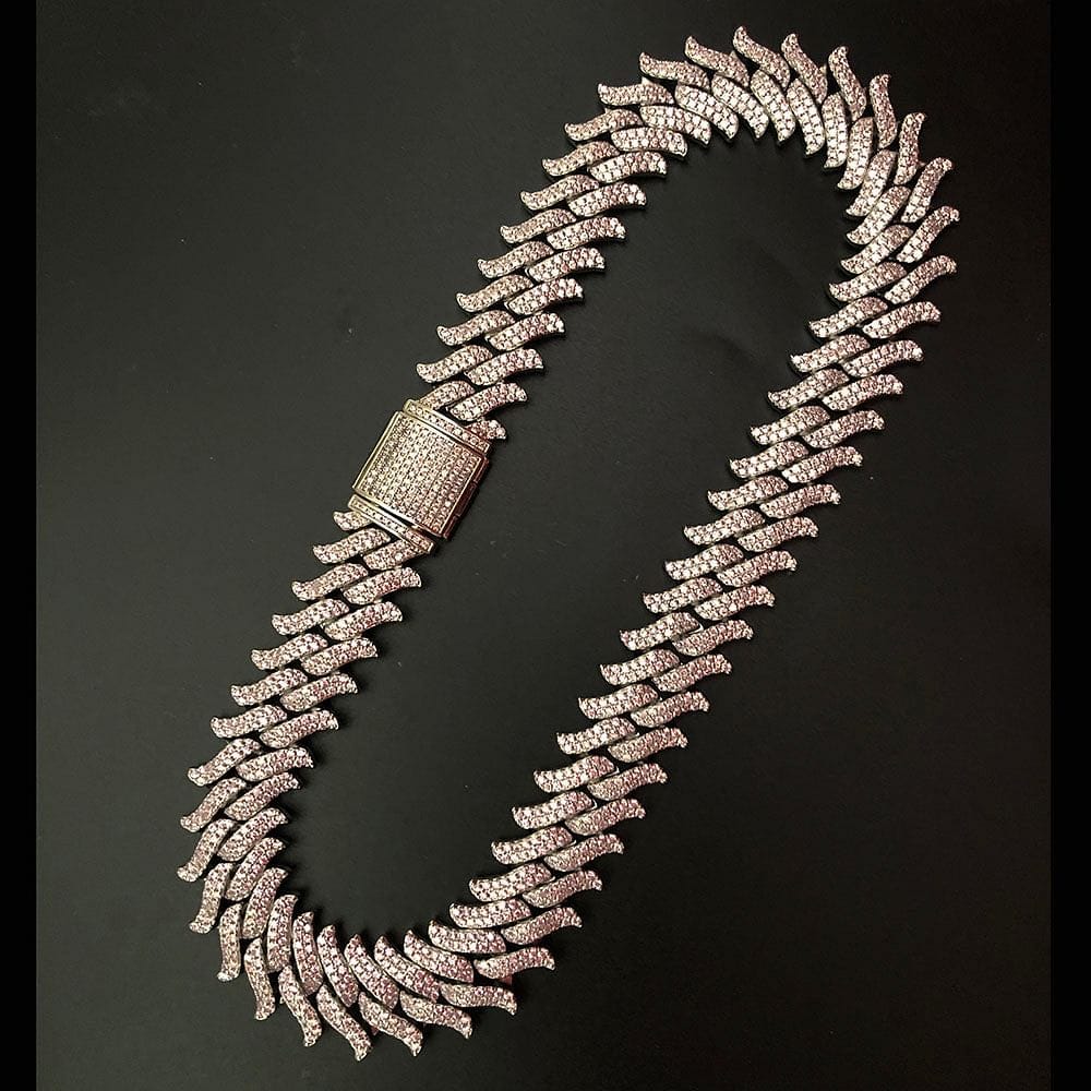 VVS Jewelry hip hop jewelry Cuban Rose Gold / 16 Inch 16mm Spiked Cuban Chain