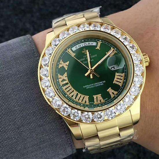 VVS Jewelry hip hop jewelry gold green Iced Presidential Watch
