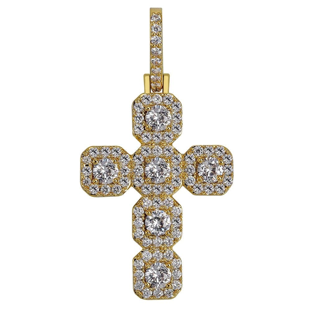 VVS Jewelry hip hop jewelry Gold/Silver Baguette Cross Pendant