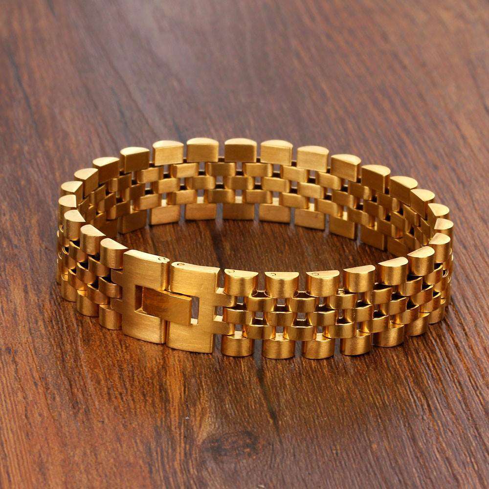 Bracelet De Montre Doré En Acier Inoxydable - Largeur 21mm, Neuf Sans étiquette