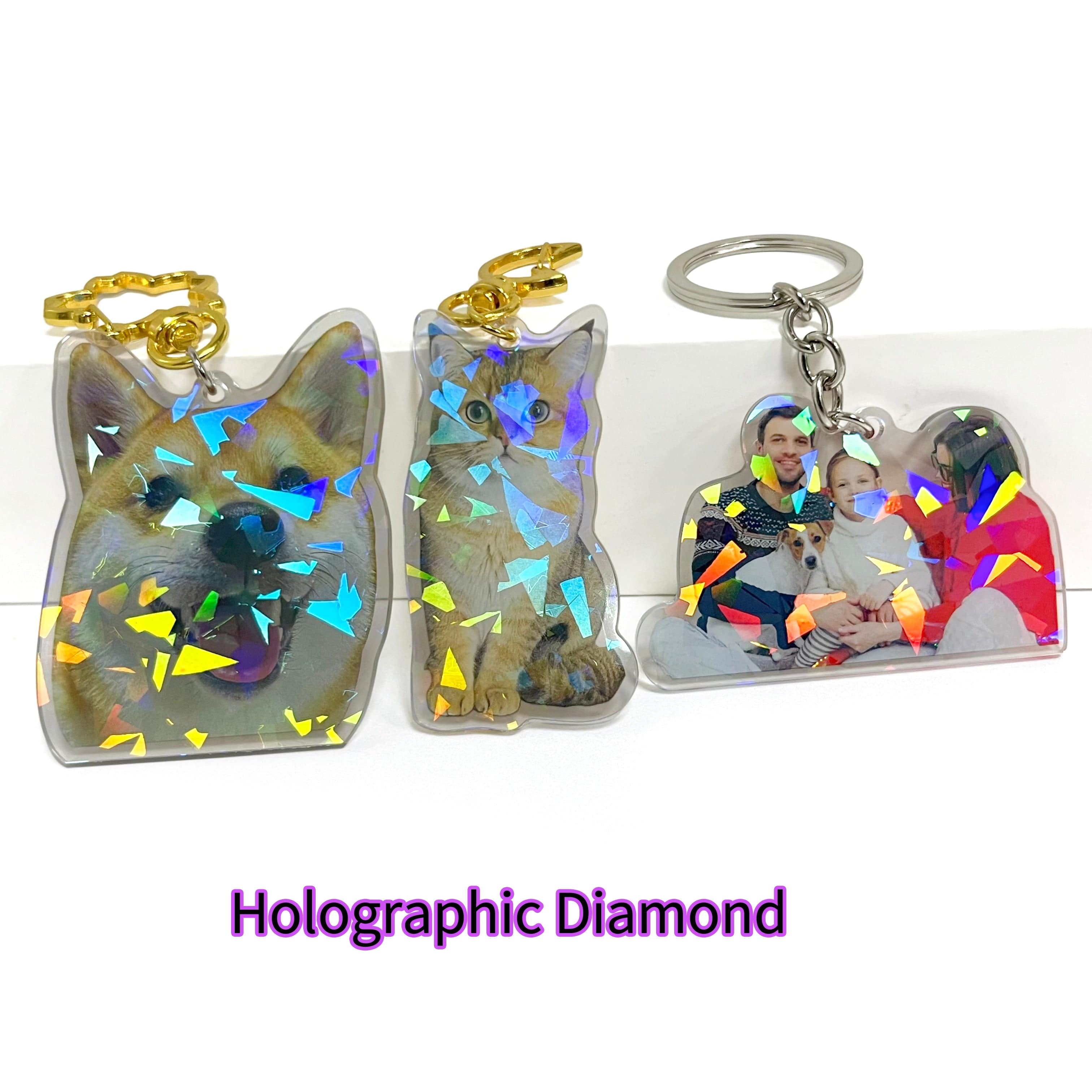 VVS Jewelry hip hop jewelry Hologram Diamond / 2in(50.8mm) Holographic Custom Photo Keychain