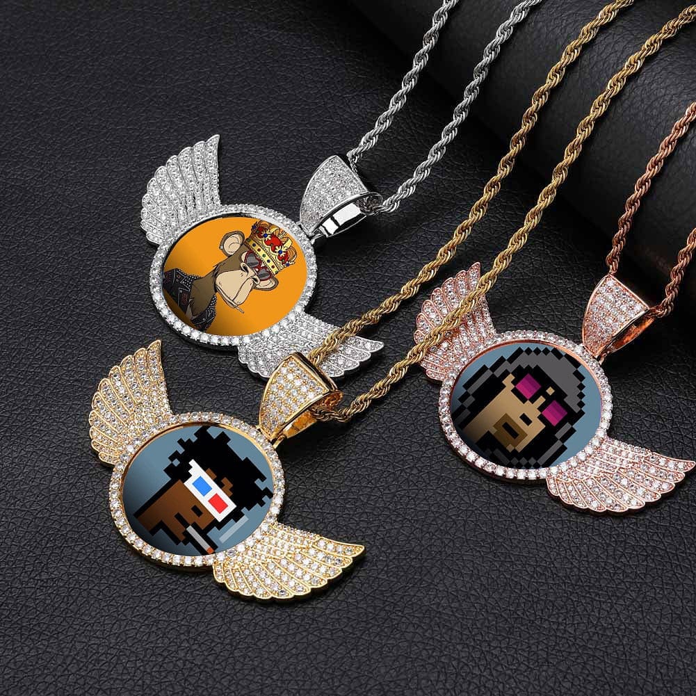 VVS Jewelry hip hop jewelry Iced Engraved Custom Circle Photo Pendant