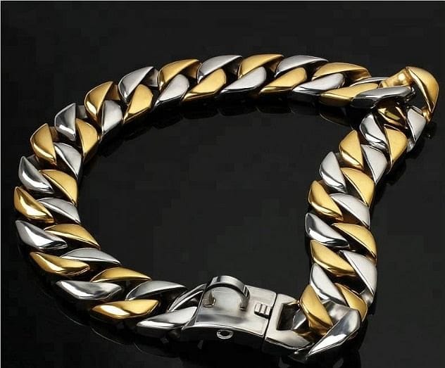 VVS Jewelry hip hop jewelry Two-Tone Cuban Link Dog Collar