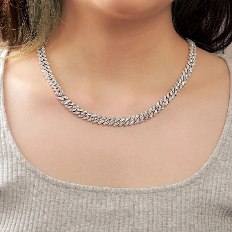 9mm VVS Moissanite Diamond 925 Sterling Silver Vermeil Cuban Chain