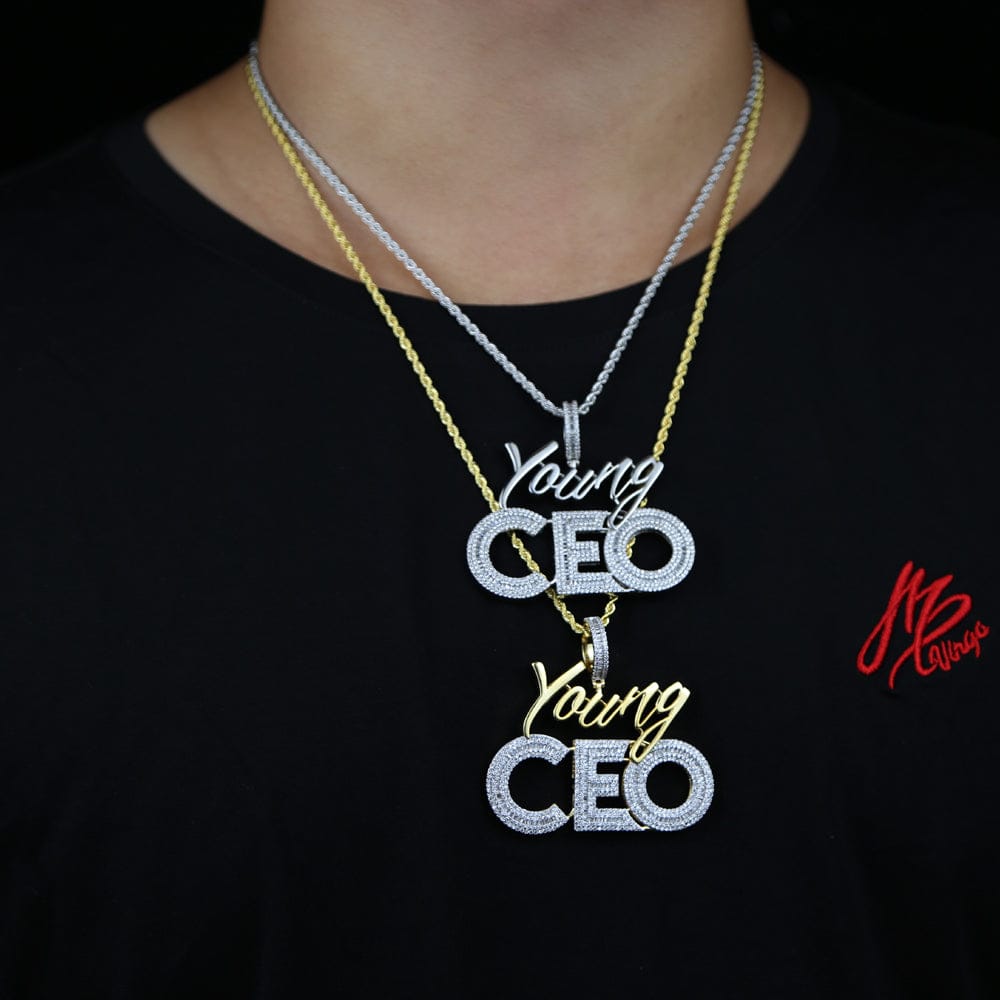 VVS Jewelry hip hop jewelry Young CEO Two Tone Iced Pendant Necklace