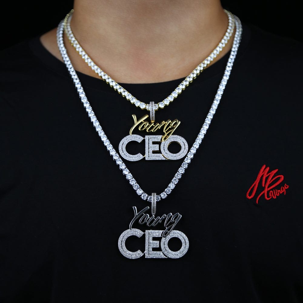 VVS Jewelry hip hop jewelry Young CEO Two Tone Iced Pendant Necklace