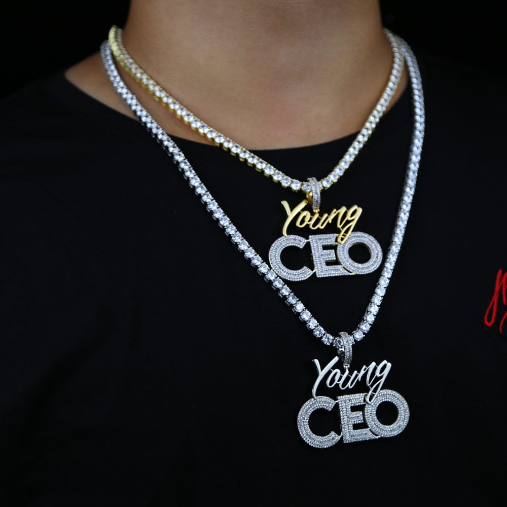VVS Jewelry hip hop jewelry Young CEO Two Tone Iced Pendant Necklace