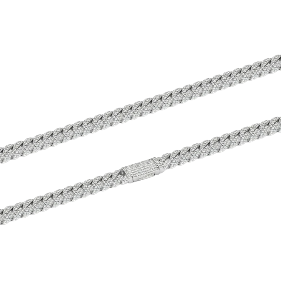 Iced Out 10mm Silver Cuban Chain